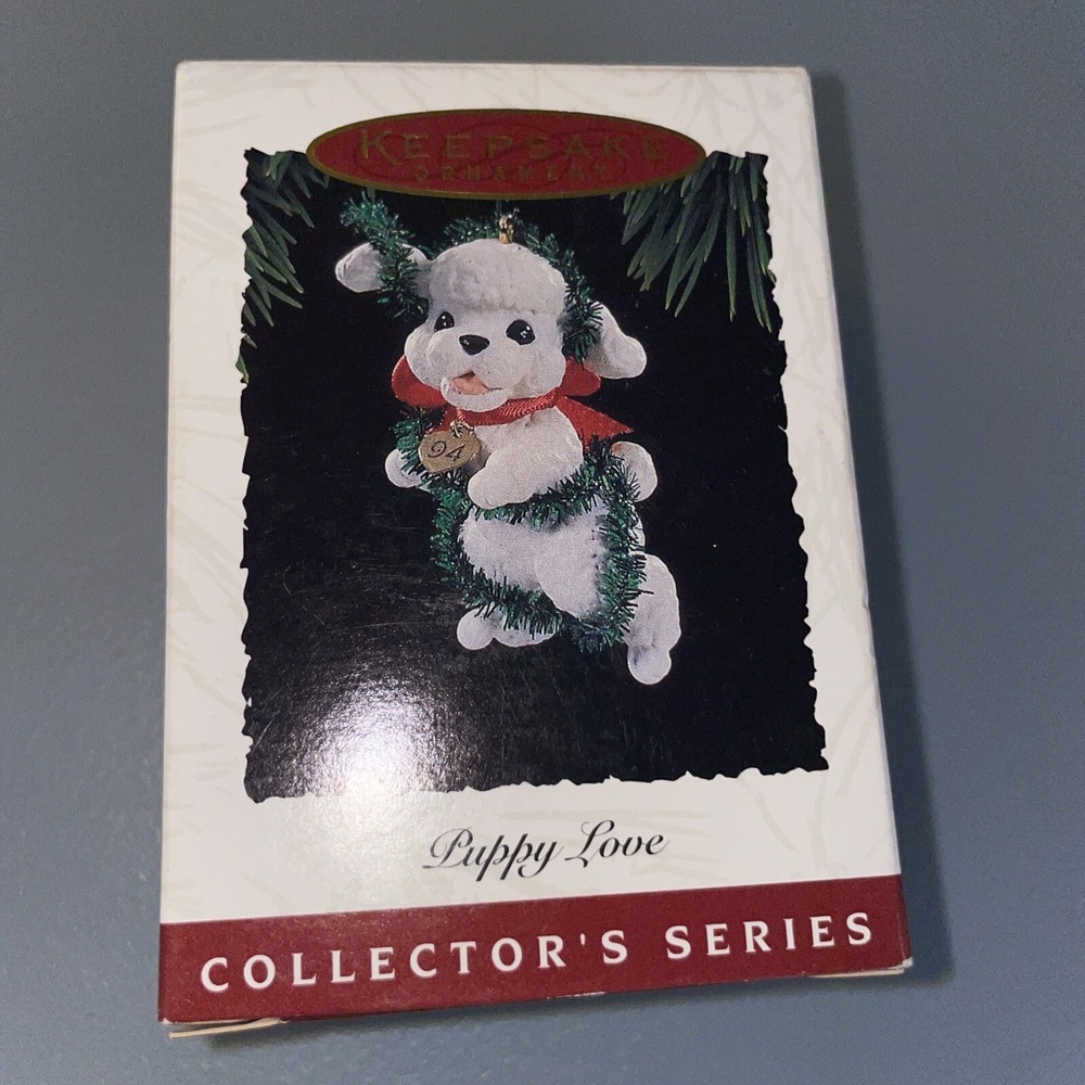 Hallmark Keepsake Ornament Puppy Love Collector's Series Garland Poodle Dog 1994